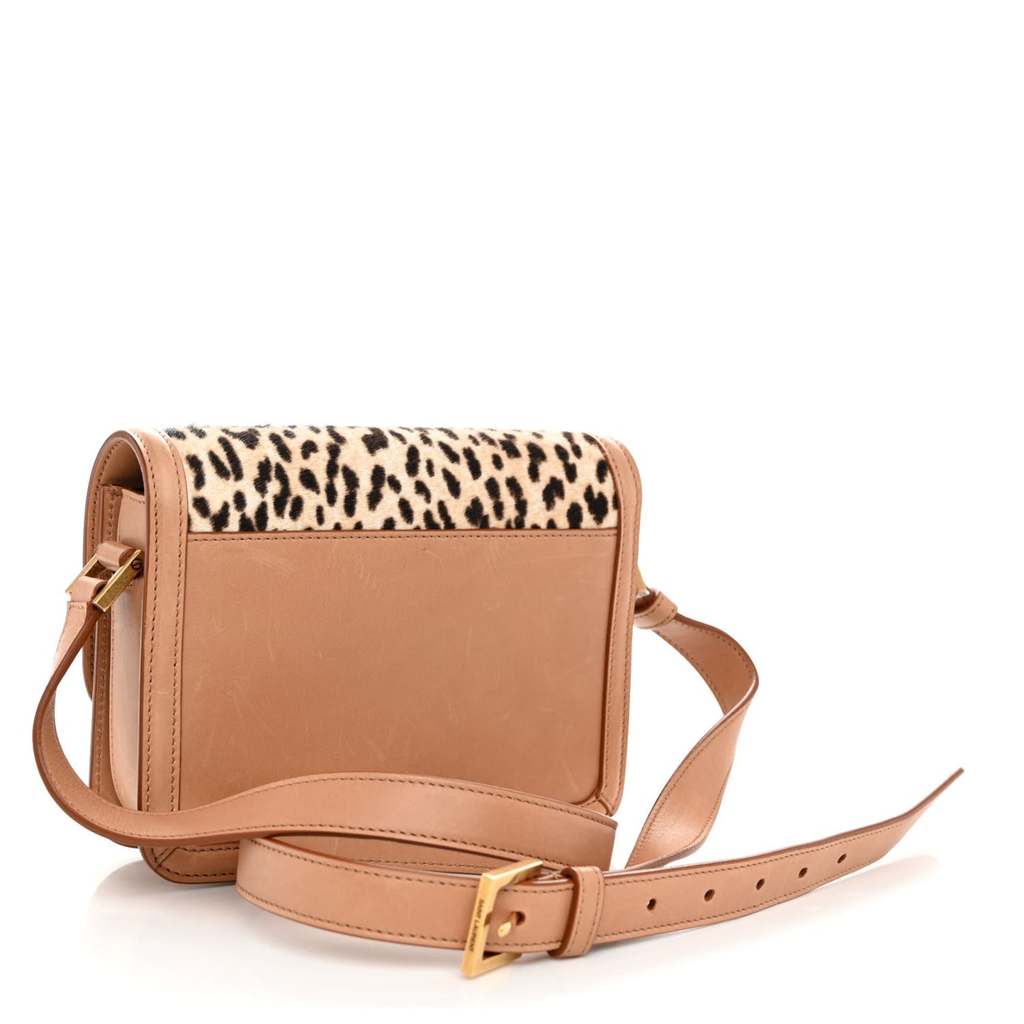 Calfskin Hair Leopard Print Small Solferino Satchel Dust White