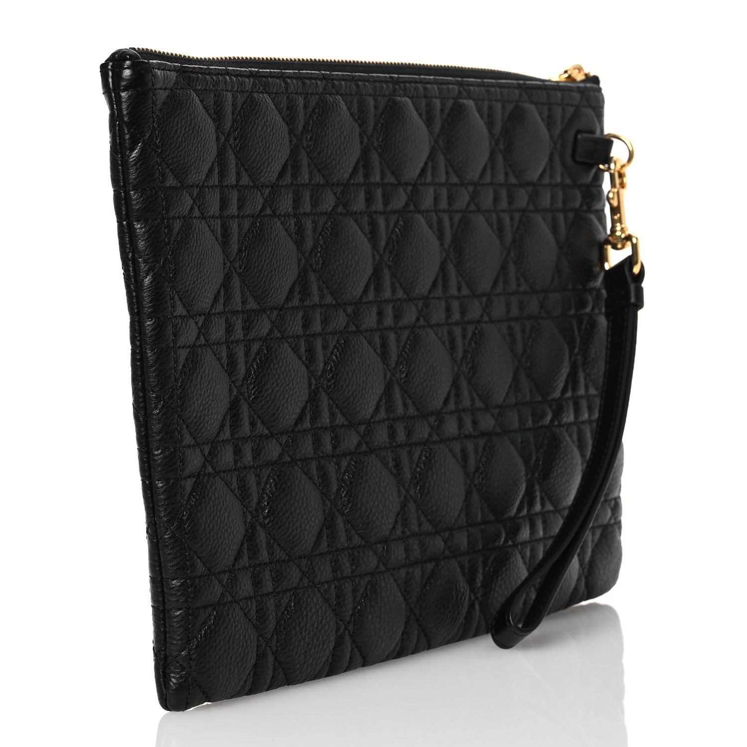 Christian Dior Supple Calfskin Cannage Large Caro Daily Pouch Black 3 of 11