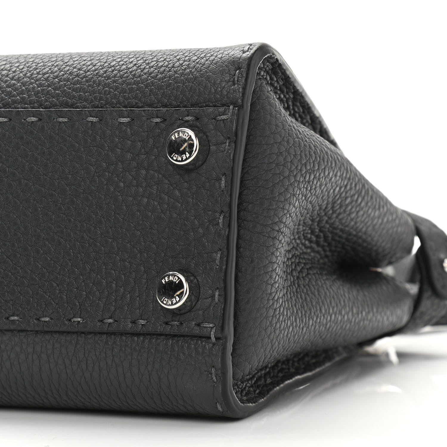 Fendi Cuoio Romano Selleria Bi-Color Mini Peekaboo Iconic Satchel Asfalto Latte 10 of 10