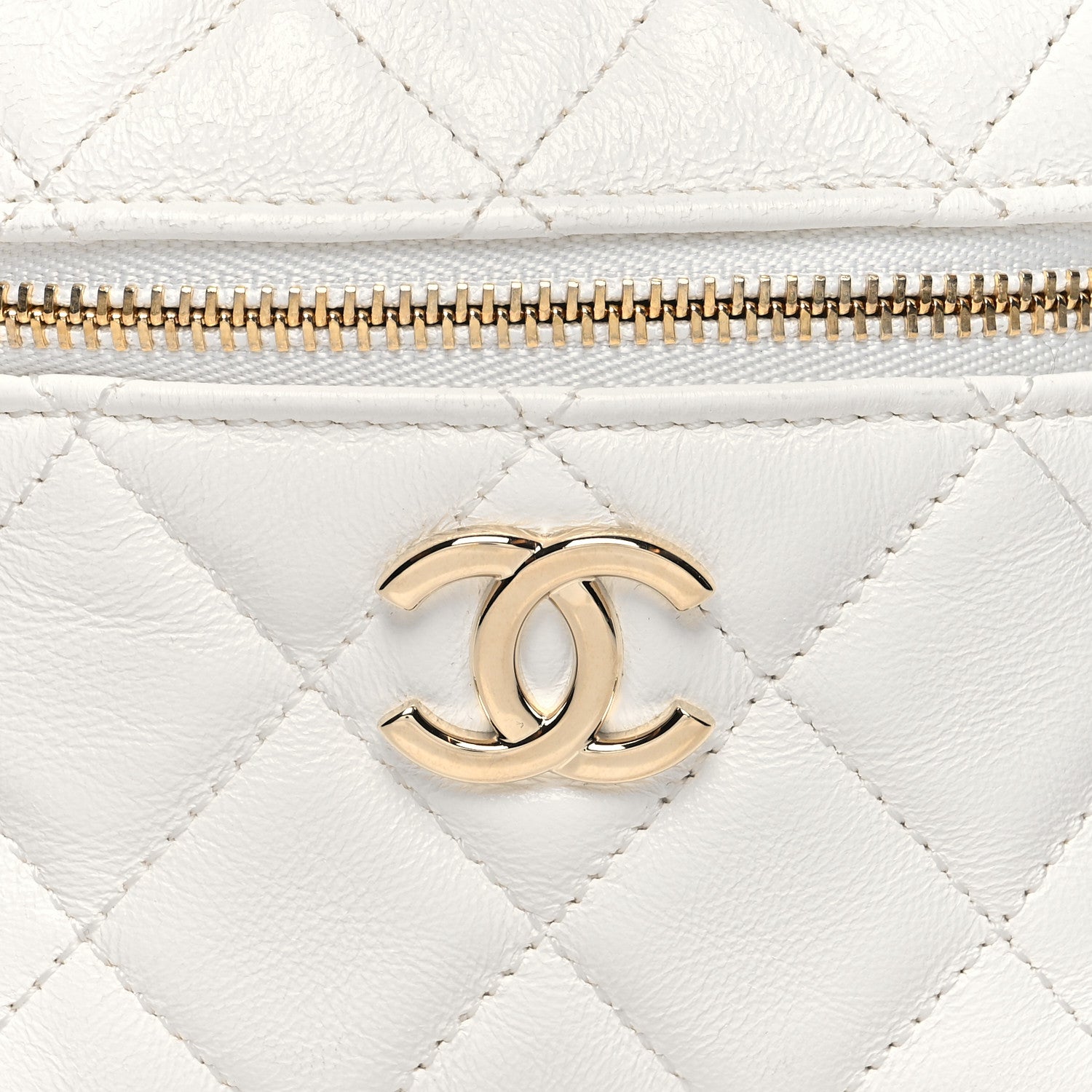 Chanel Lambskin Quilted Cube Chain Wristlet Case White 8 of 12