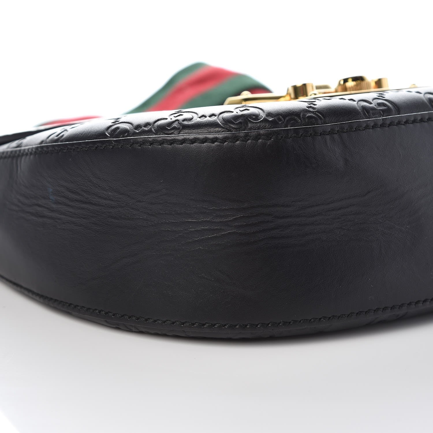 Gucci Guccissima Web Medium Padlock Messenger Shoulder Bag Black 8 of 12