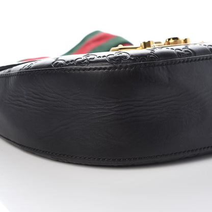 Gucci Guccissima Web Medium Padlock Messenger Shoulder Bag Black 8 of 12