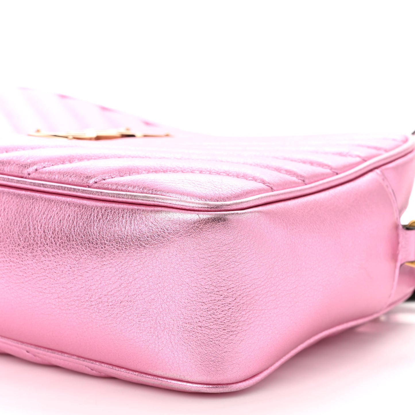 Metallic Calfskin Matelasse Monogram Lou Camera Bag Vegas Pink