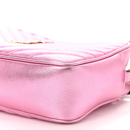Saint Laurent Metallic Calfskin Matelasse Monogram Lou Camera Bag Vegas Pink 9 of 11