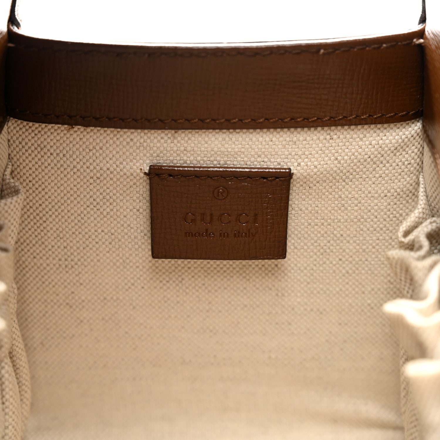 Gucci GG Supreme Monogram Azalea Calfskin Mini Horsebit 1955 Foldover Top Handle Bag Beige Ebony Brown Sugar 7 of 11