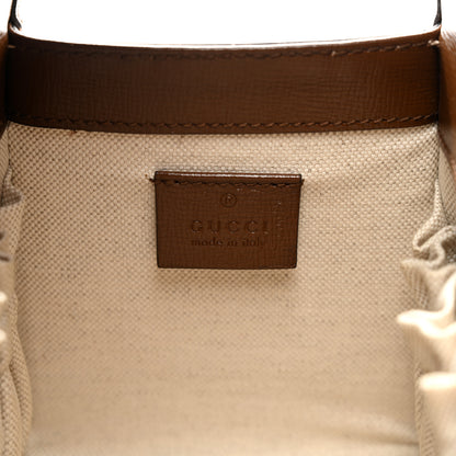 Gucci GG Supreme Monogram Azalea Calfskin Mini Horsebit 1955 Foldover Top Handle Bag Beige Ebony Brown Sugar 7 of 11