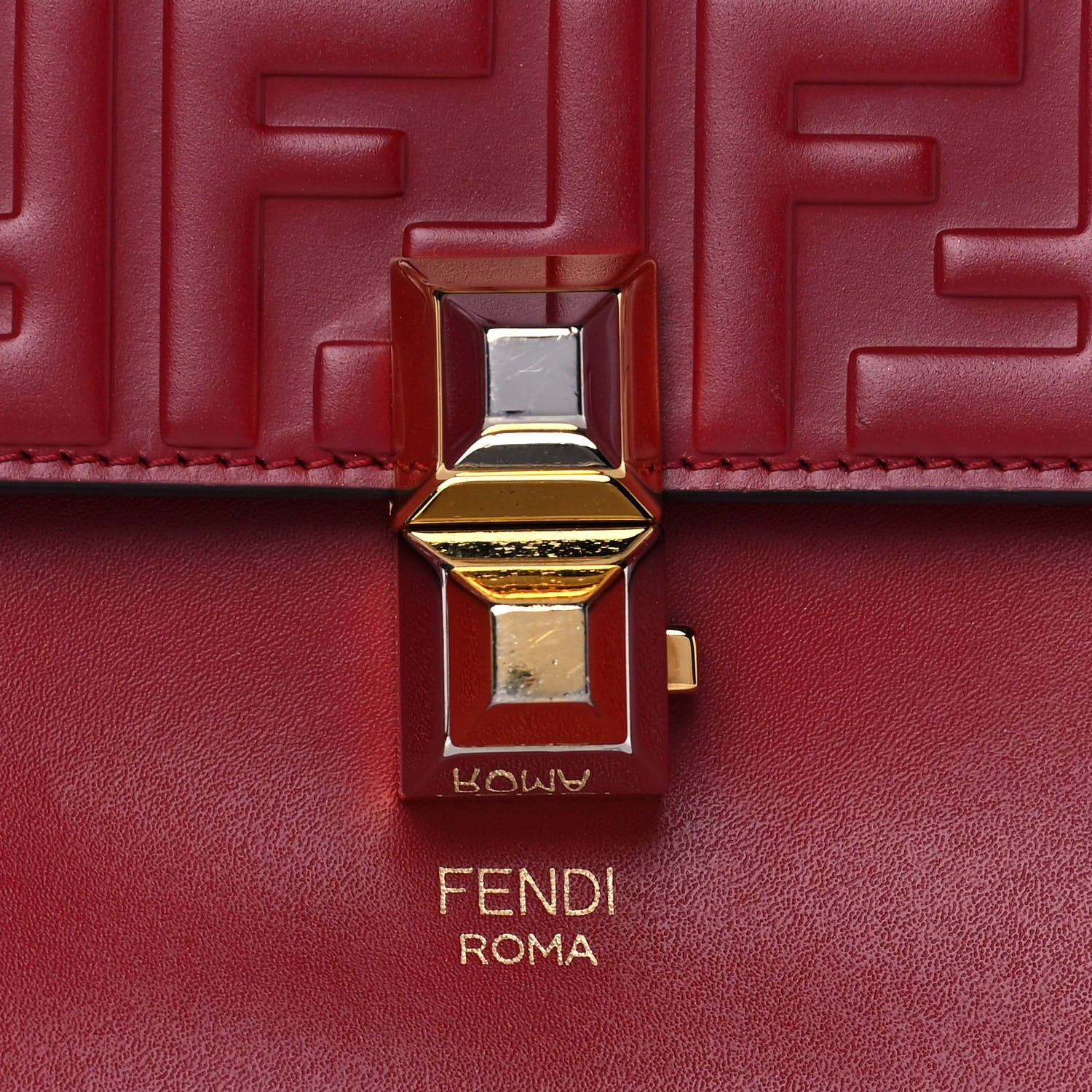 Fendi Vitello Liberty FF 1974 Embossed Small Kan I Shoulder Bag Fragola 10 of 10
