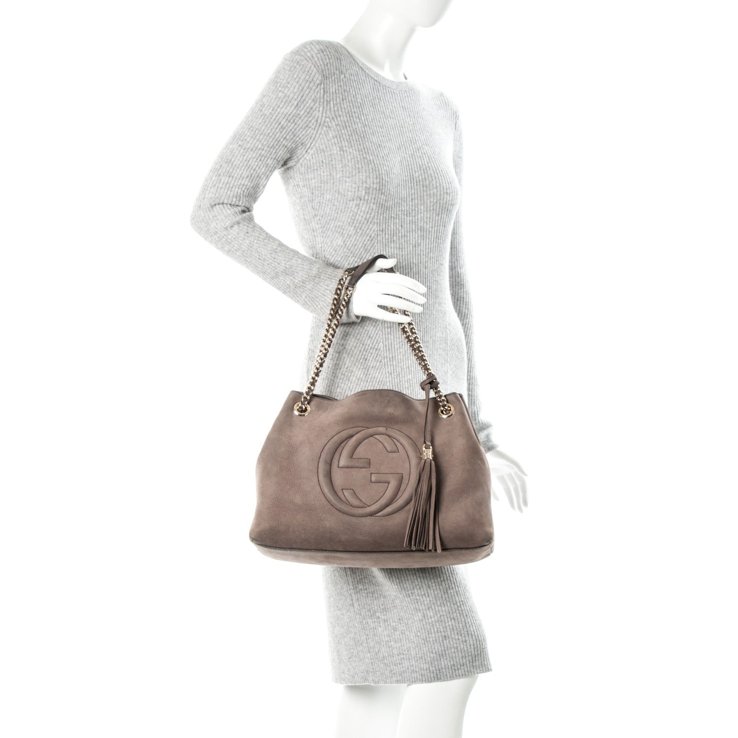 Gucci Vitello Range Medium Soho Chain Shoulder Bag Grey Field 2 of 7
