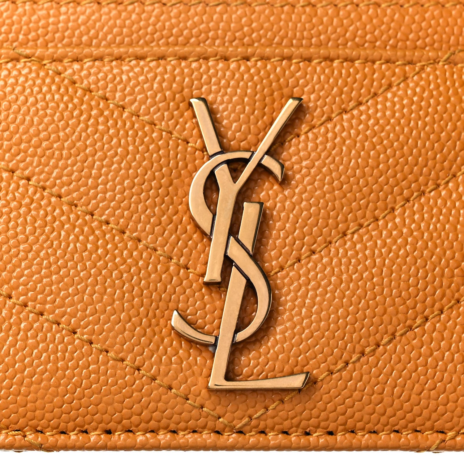 Saint Laurent Grain De Poudre Matelasse Chevron Monogram Credit Card Case Senape Yellow 8 of 8
