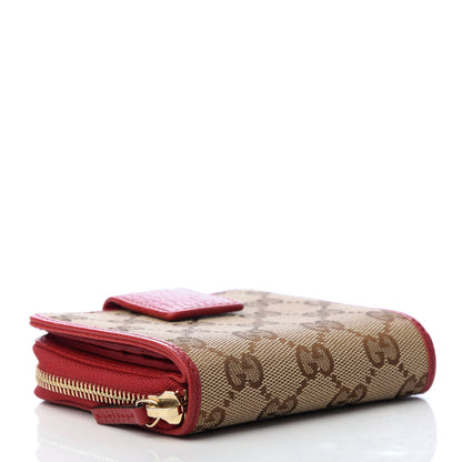 Gucci Monogram Dollar Calfskin Zip Around French Flap Wallet Beige Ebony Rosso 4 of 7