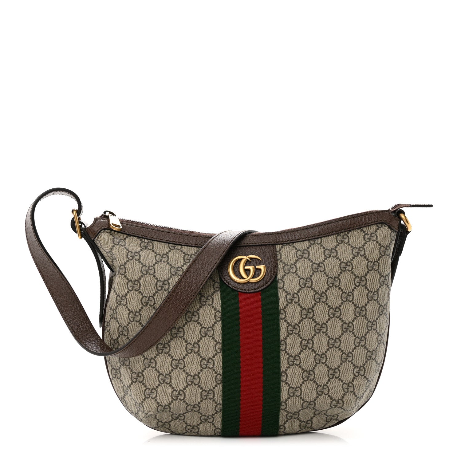 Gucci GG Supreme Monogram Web Small Ophidia Half Moon Hobo Brown 1 of 11