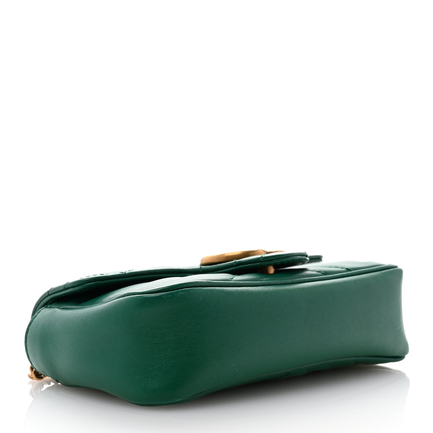 Gucci Calfskin Matelasse Super Mini GG Marmont Shoulder Bag Emerald Green 4 of 11
