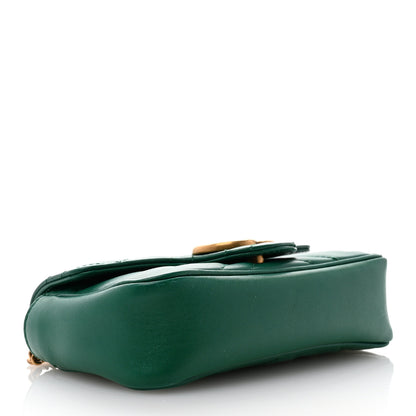 Gucci Calfskin Matelasse Super Mini GG Marmont Shoulder Bag Emerald Green 4 of 11
