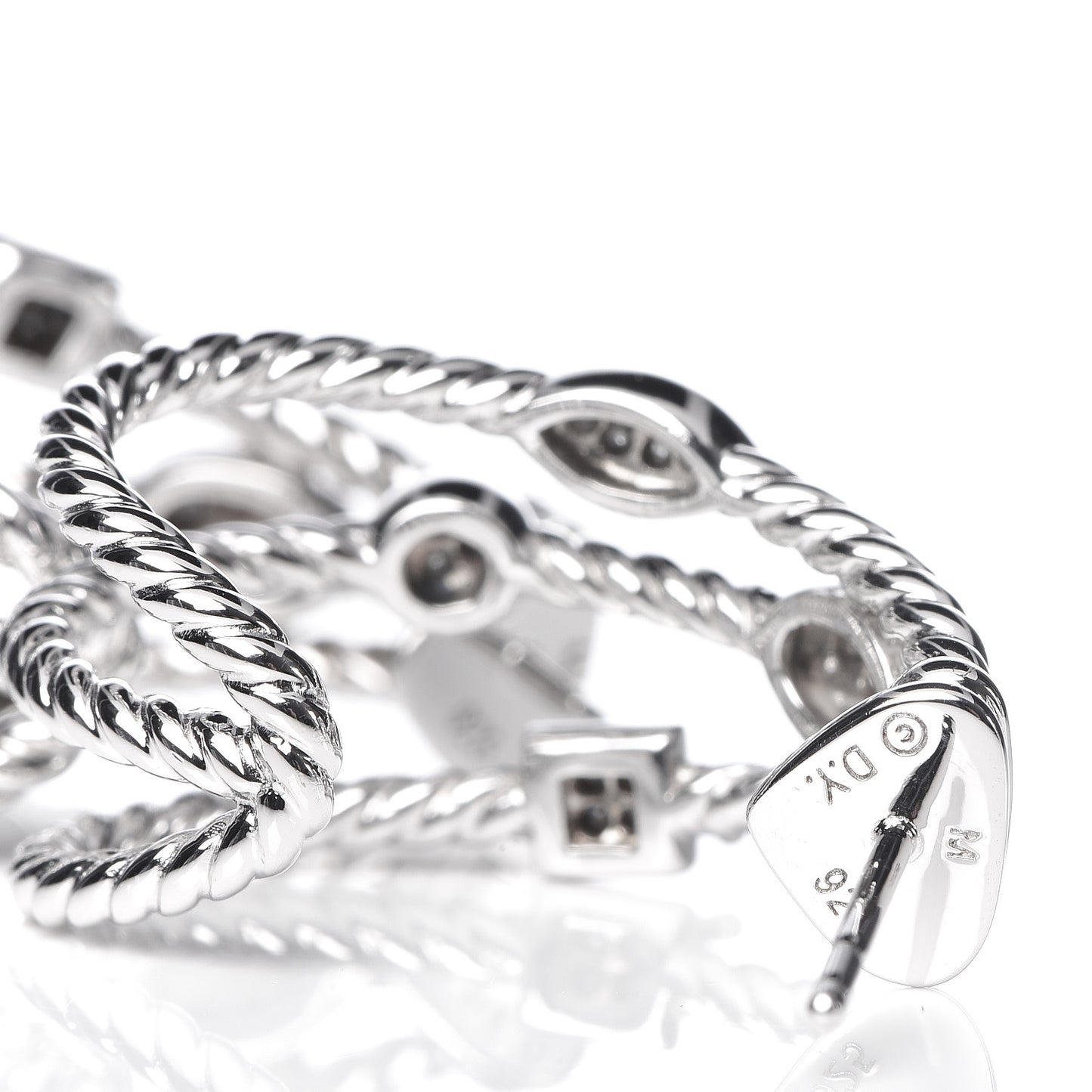 Sterling Silver Diamond Confetti 3 Row Earrings