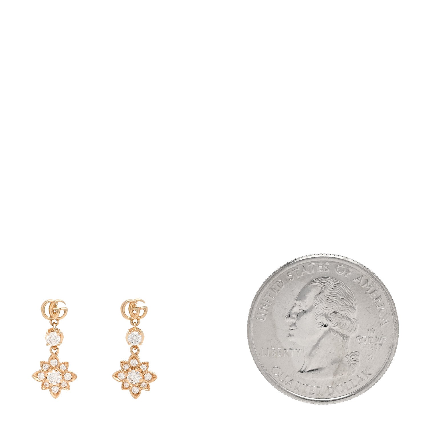 Gucci 18K Rose Gold Diamond Flora Earrings 2 of 5
