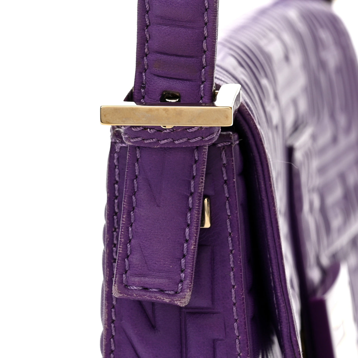 Nappa Logo Embossed Baguette Purple