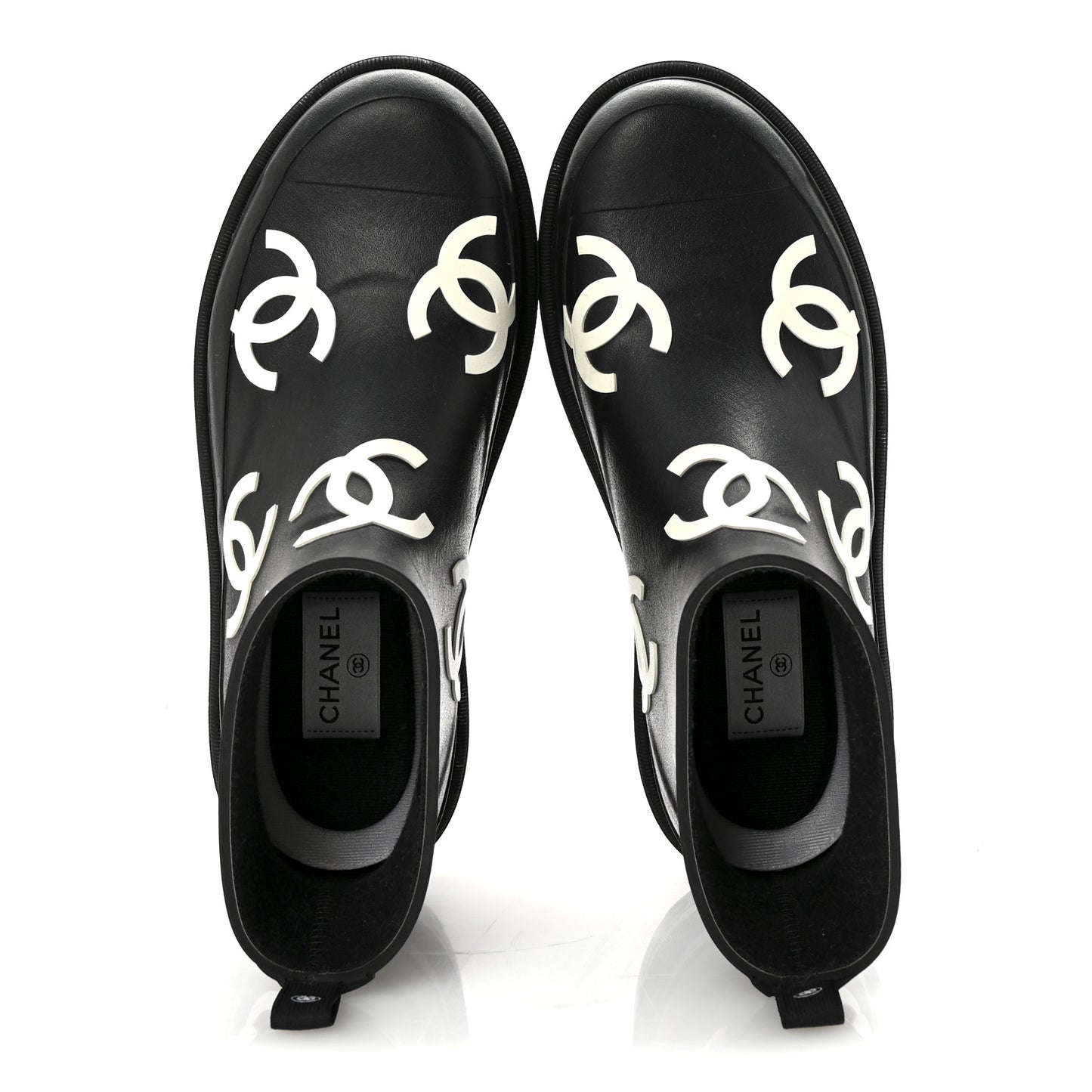 Rubber CC Print Boots 39 Black