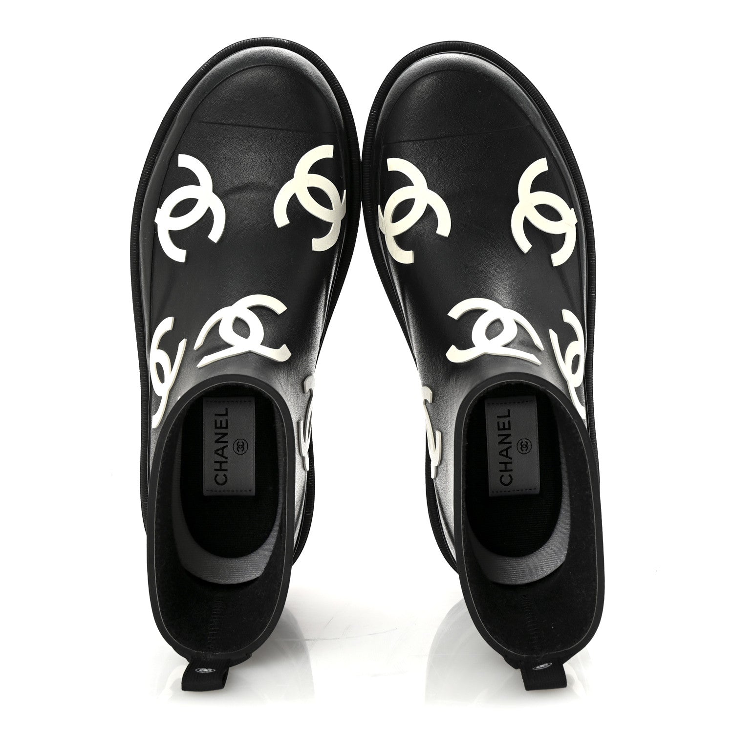 Chanel Rubber CC Print Boots 39 Black 2 of 9