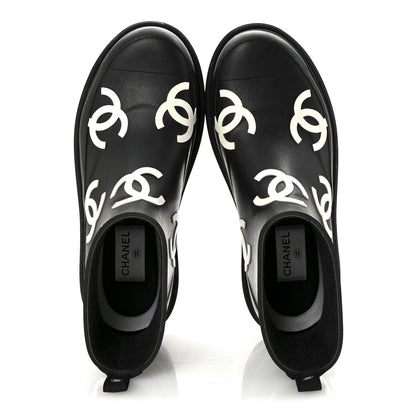 Chanel Rubber CC Print Boots 39 Black 2 of 9