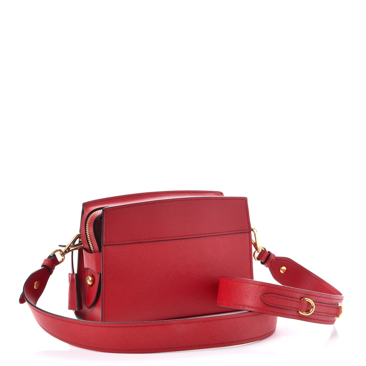 Saffiano City Calfskin Esplanade Crossbody Bag Rosso