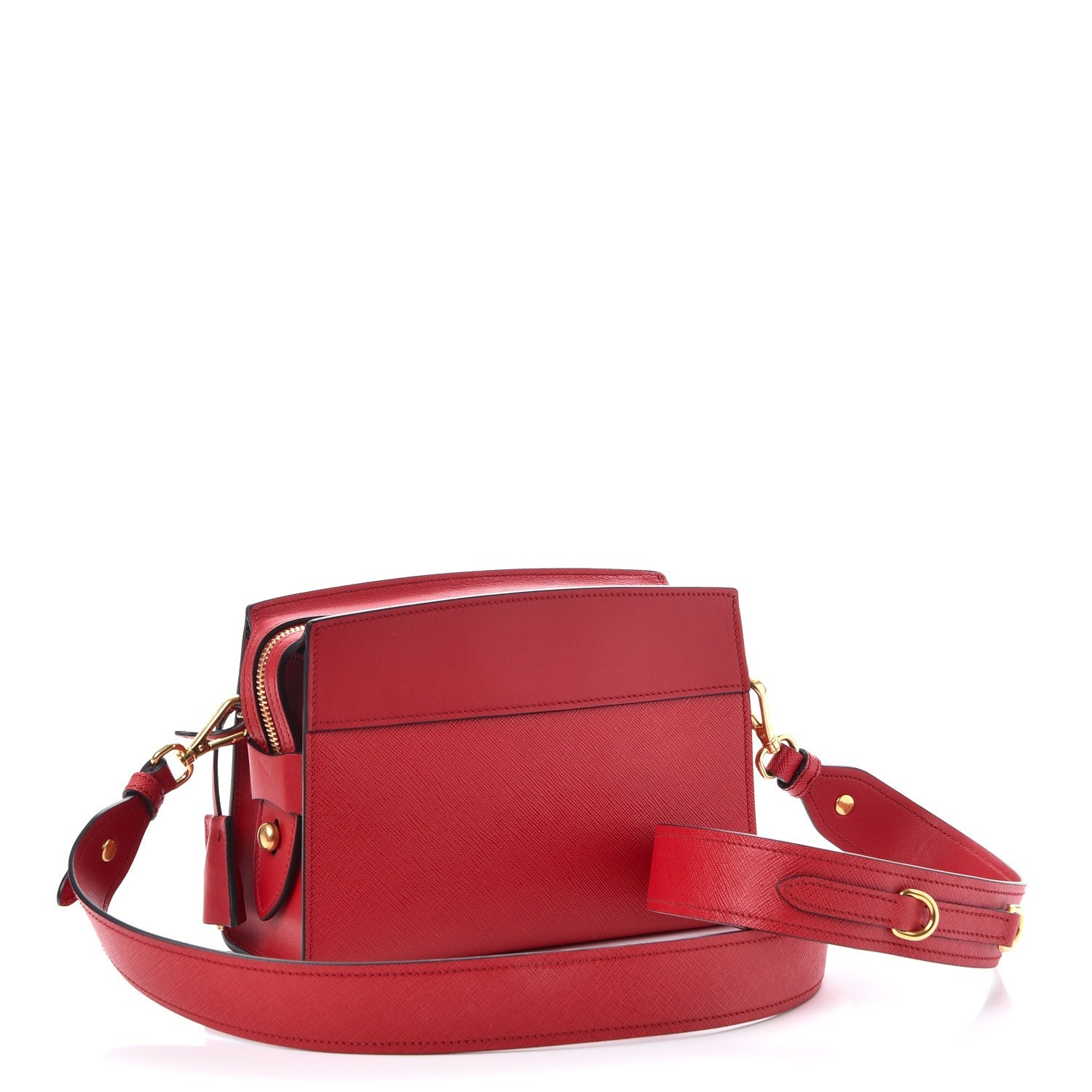 Prada Saffiano City Calfskin Esplanade Crossbody Bag Rosso 3 of 7