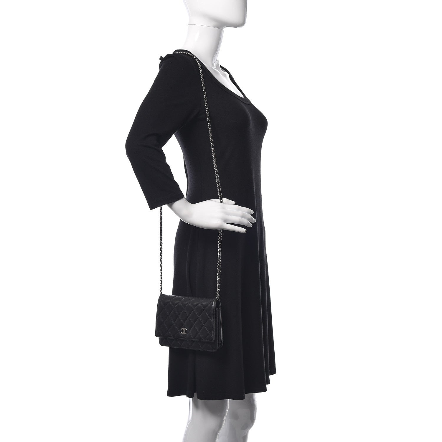 Chanel Lambskin Quilted Wallet On Chain WOC Black 2 of 18
