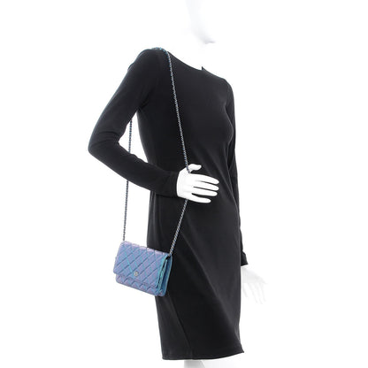 Chanel Iridescent Lambskin Quilted Wallet On Chain WOC Turquoise 2 of 9