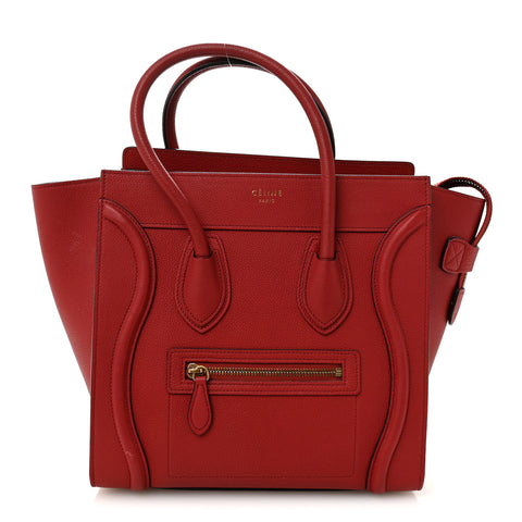 Drummed Calfskin Micro Luggage Red