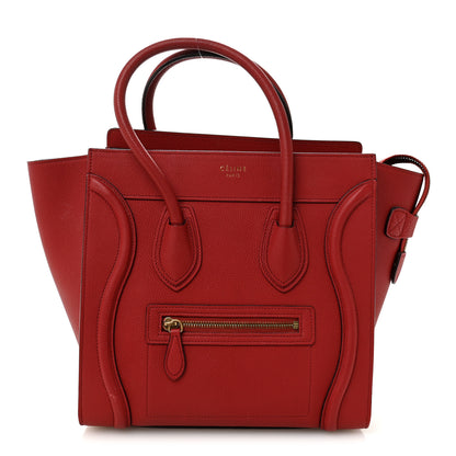 Celine Drummed Calfskin Micro Luggage Red 1 of 12