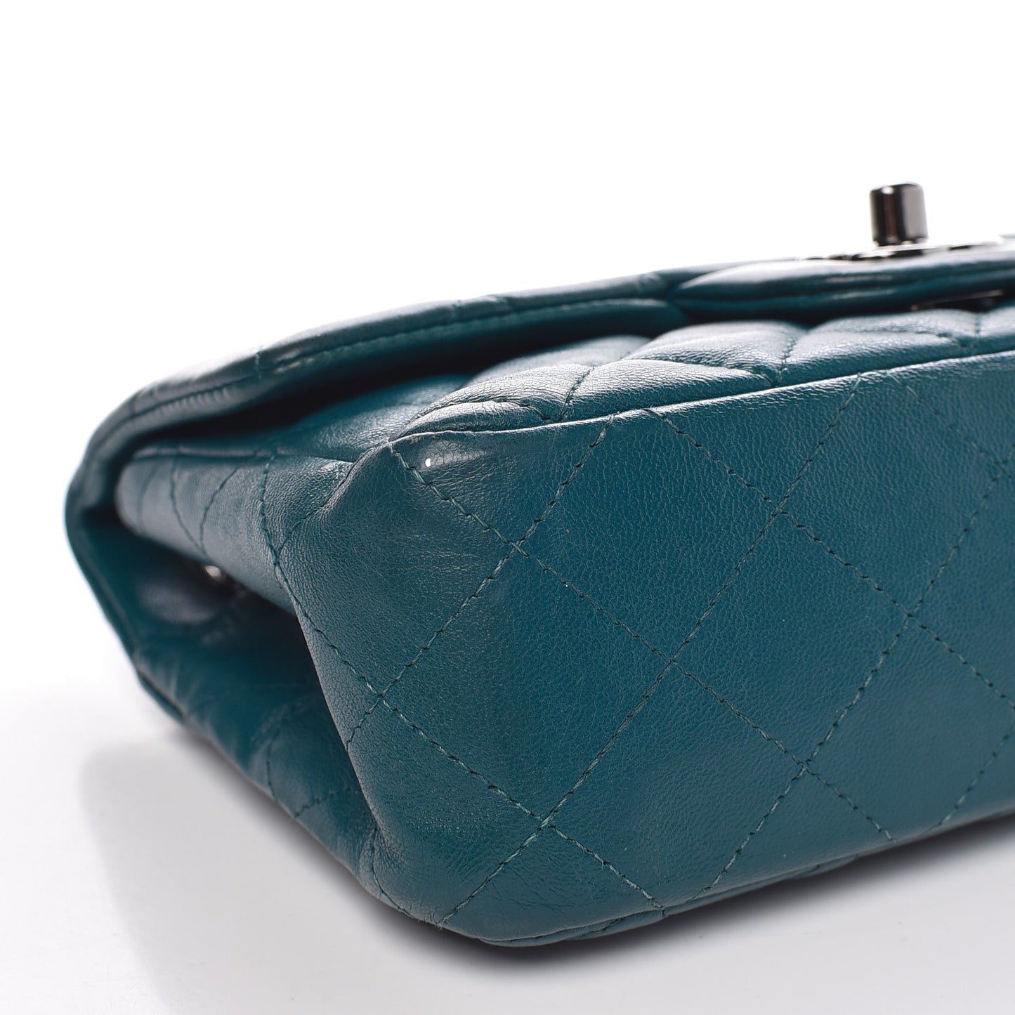 Lambskin Quilted Mini Rectangular Flap Turquoise