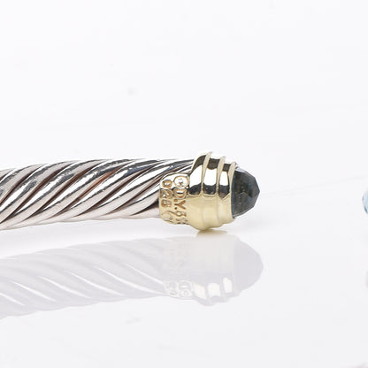 David Yurman Sterling Silver 14K Yellow Gold Blue Topaz 5mm Cable Classics Petite Color Bracelet 5 of 5