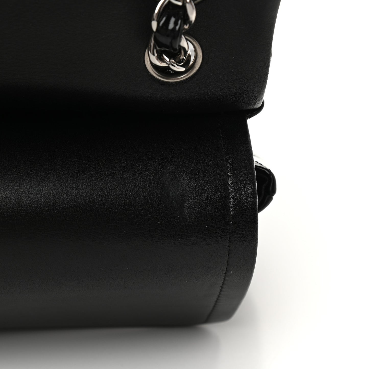 Patent Quilted Jumbo Double Flap Black