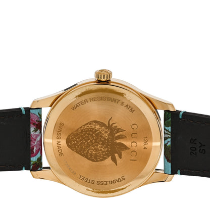 Gucci Stainless Steel Calfskin 38mm G-Timeless Floral Quartz Watch Blue 4 of 5