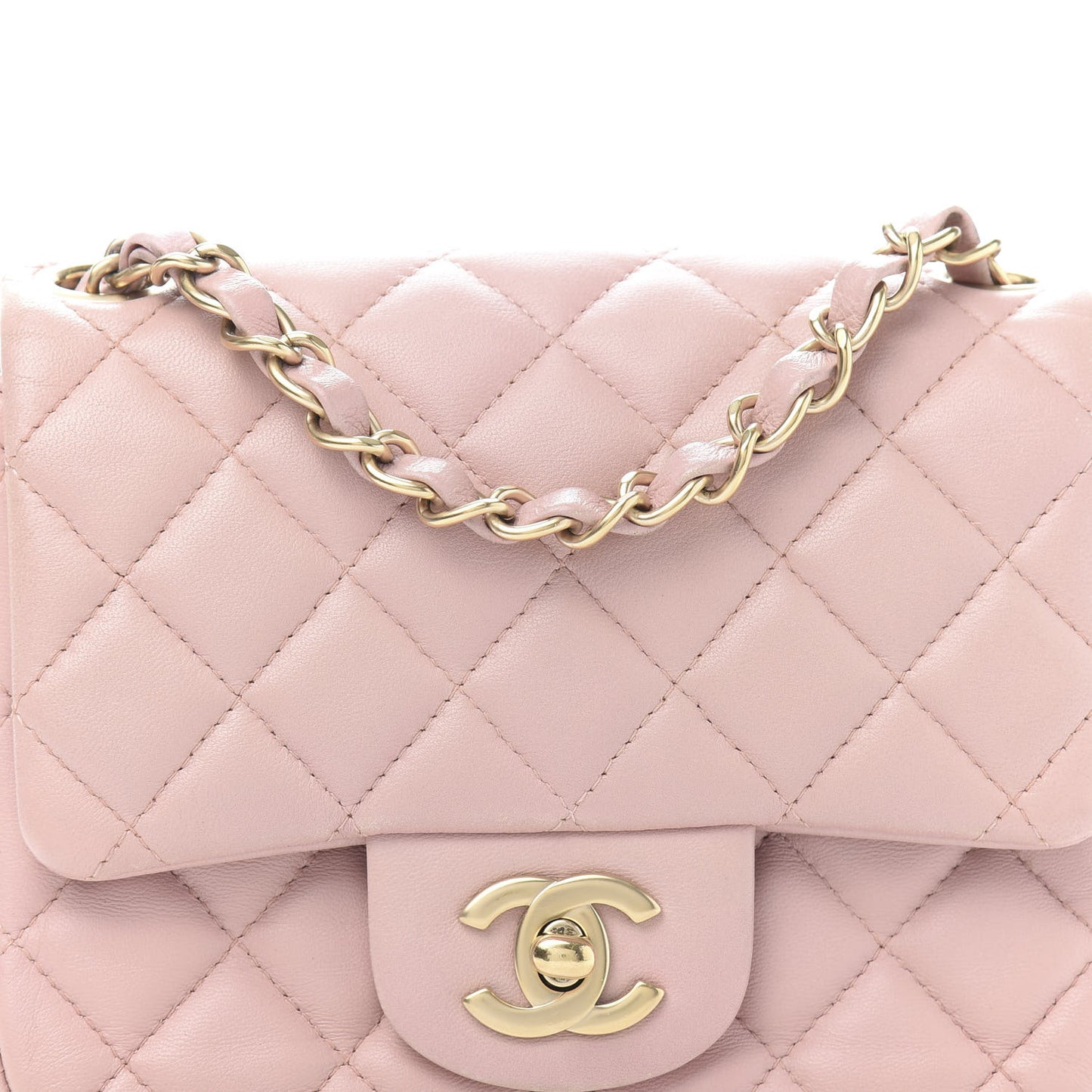Lambskin Quilted Mini Square Flap Pink