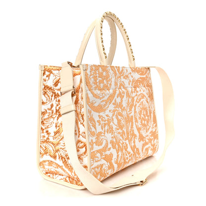 Versace Jacquard Barocco Print Athena Tote White Gold 3 of 10