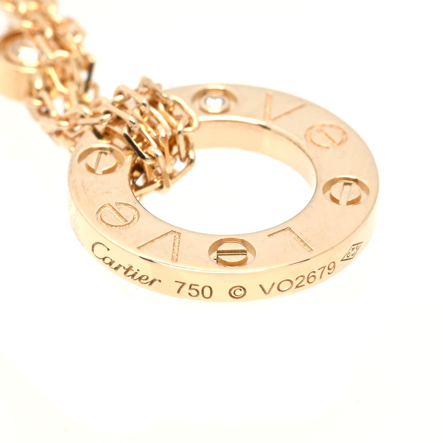 18K Yellow Gold 2 Diamond LOVE Necklace
