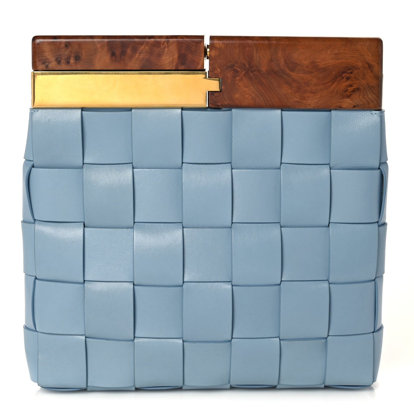 Nappa Intrecciato The Snap Clutch Ice Blue