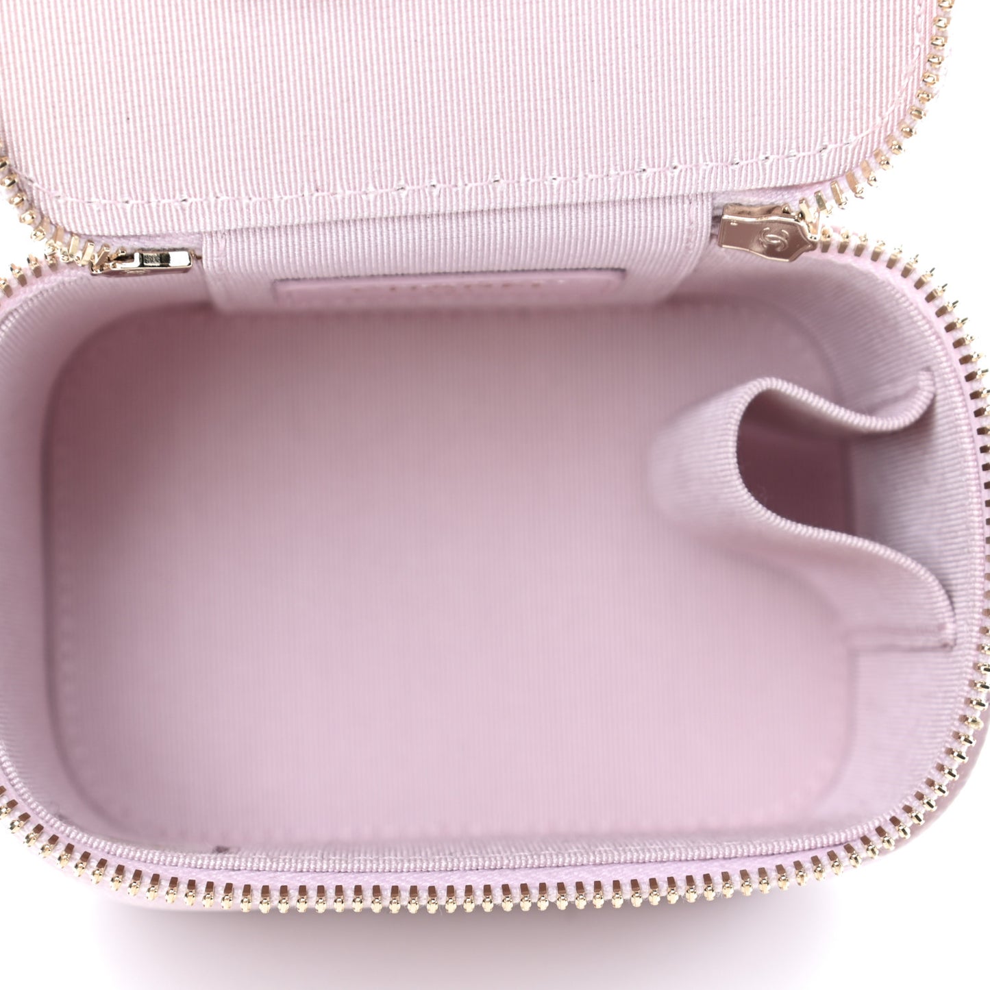 Caviar Quilted Mini Vanity Case With Chain Light Pink