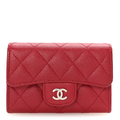 Chanel Caviar Quilted Flap Card Holder Wallet Red 1 of 9