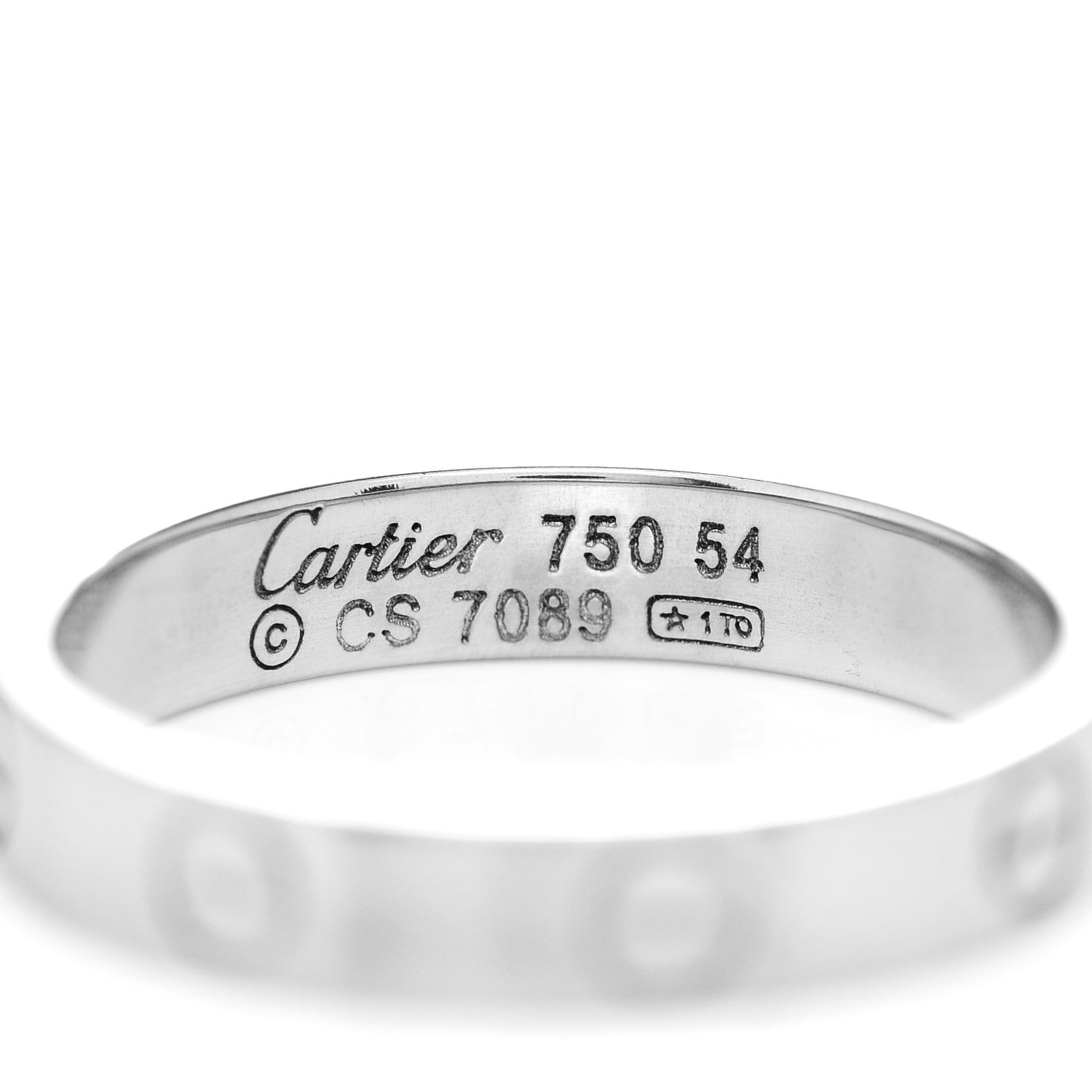 18K White Gold 3.5mm LOVE Wedding Band Ring 54 6.75