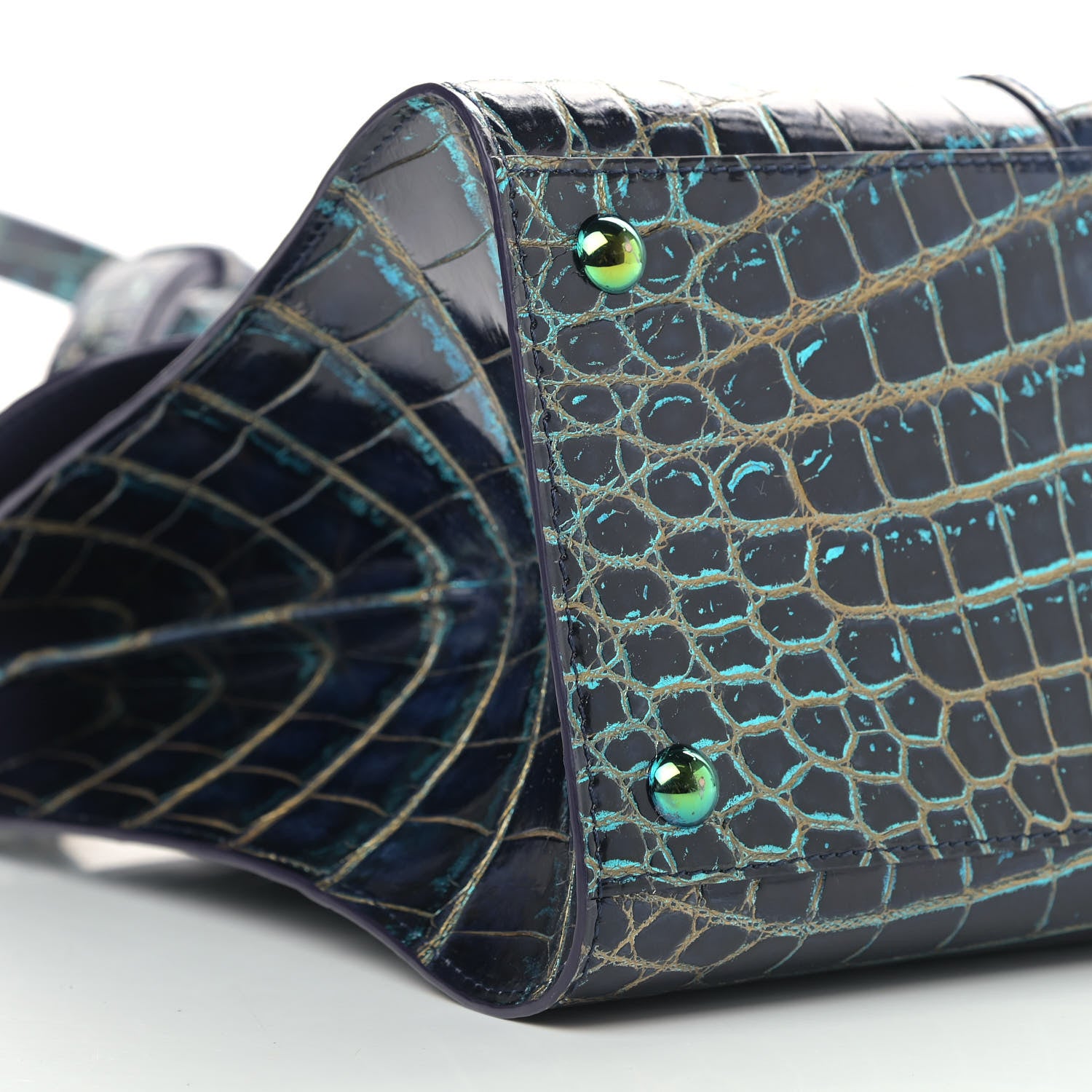 Delvaux Iridescent Alligator MM Brillant Satchel Blue 7 of 10