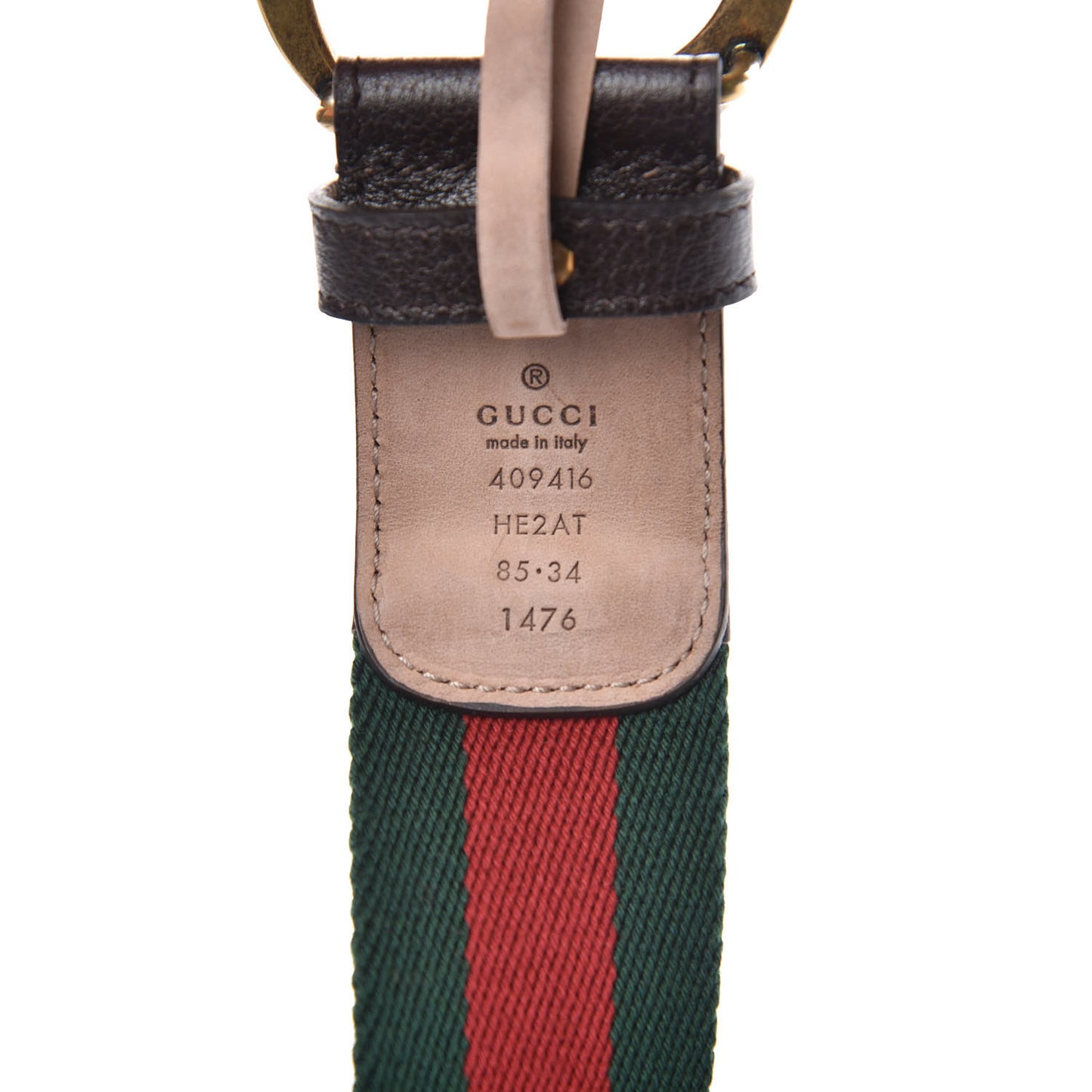Nylon Textured Calfskin Double G Web 40mm Belt 85 34 Green Red Dark Cocoa
