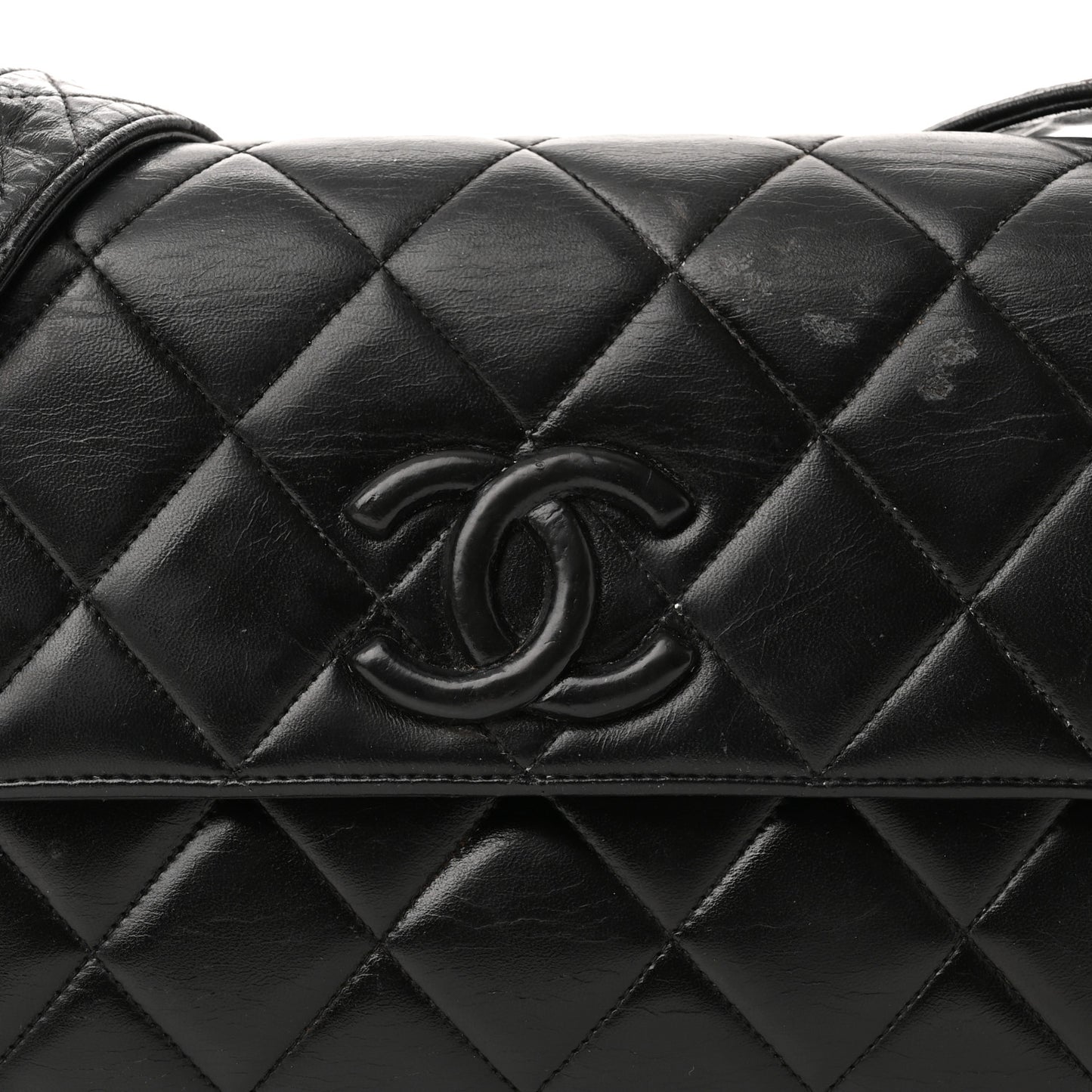 Lambskin Quilted CC Single Flap Shoulder Bag Black