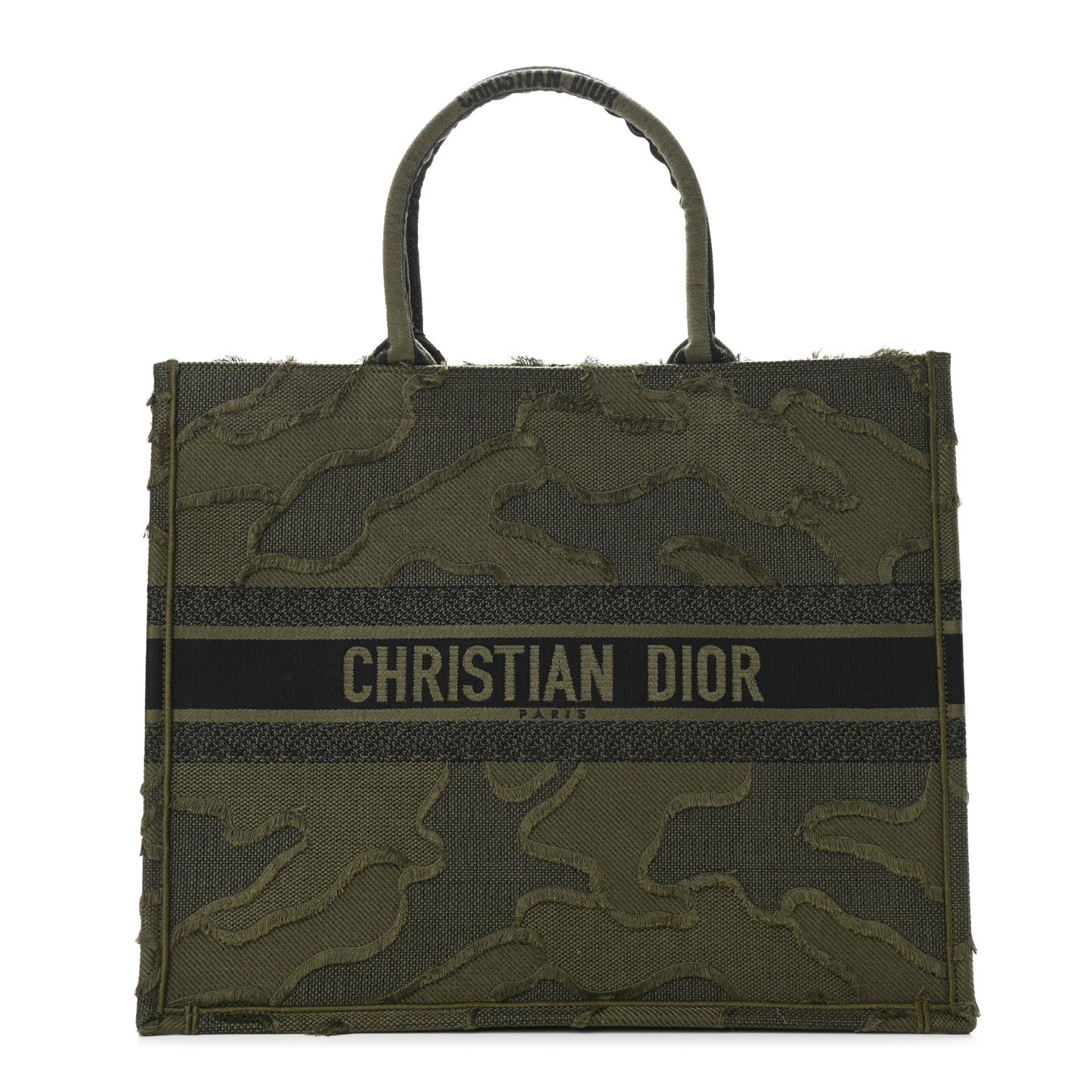 Canvas Embroidered Camouflage Book Tote Green