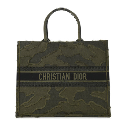 Christian Dior Canvas Embroidered Camouflage Book Tote Green 1 of 12