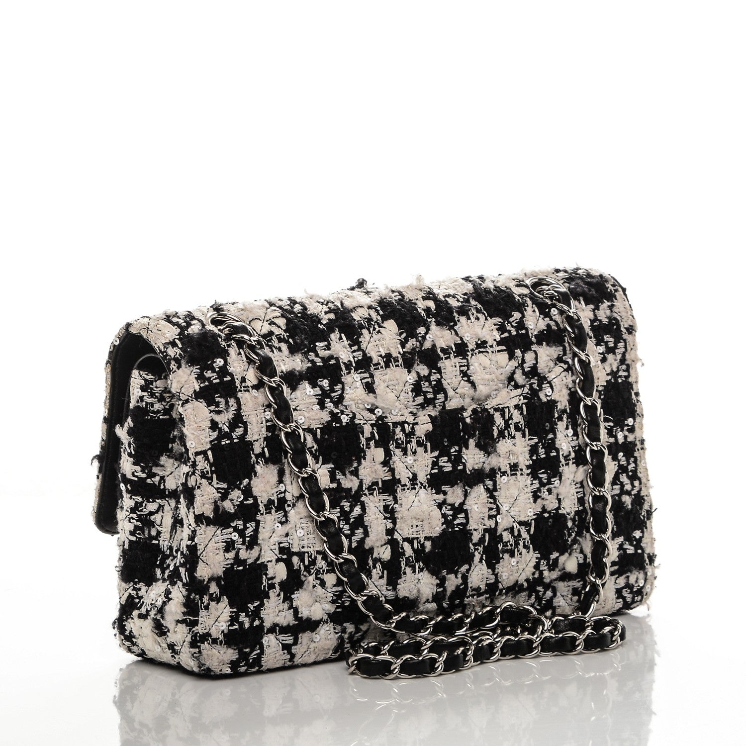 Chanel Tweed Medium Double Flap Black White 3 of 8