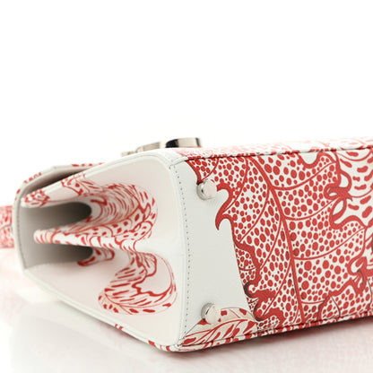 Salvatore Ferragamo Calfskin Printed Small Iconic Top Handle Bag White Red 9 of 10