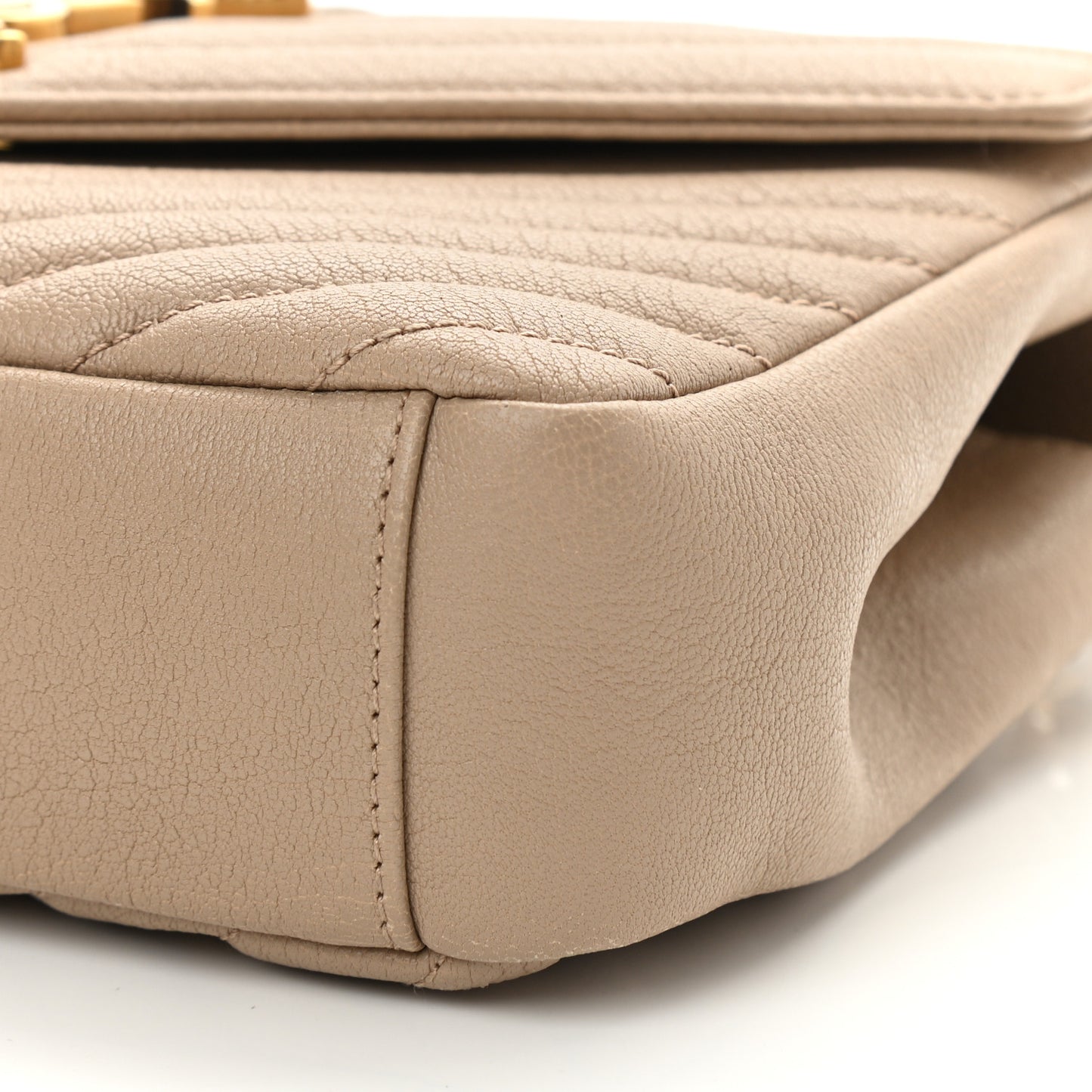 Sheepskin Matelasse Chevron Monogram Medium College Bag Dark Beige