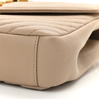 Saint Laurent Sheepskin Matelasse Chevron Monogram Medium College Bag Dark Beige 9 of 9