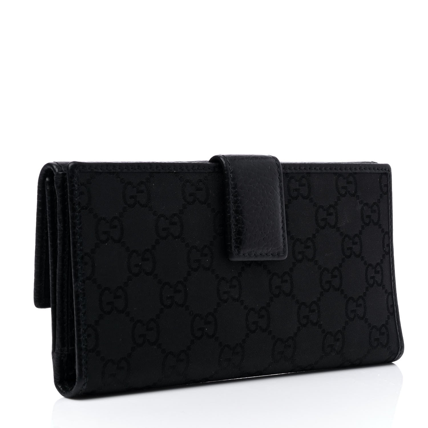 Gucci Calfskin Monogram Continental Flap Wallet Black 2 of 5